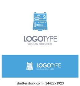Tools, Building, Construction, Repair, Box Blue Solid Logo with place for tagline