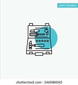 Tools, Building, Construction, Repair, Box turquoise highlight circle point Vector icon. Vector Icon Template background