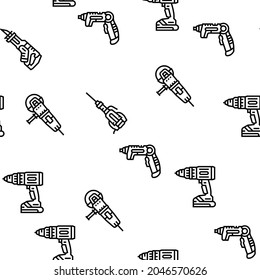 Tools For Building And Repair Vector Seamless Pattern Thin Line Illustration