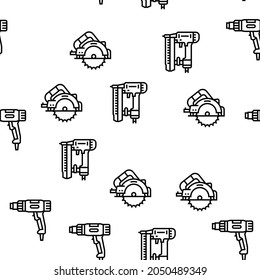 Tools For Building And Repair Vector Seamless Pattern Thin Line Illustration