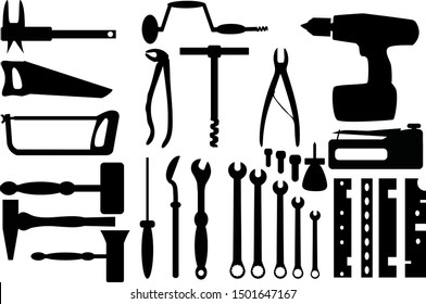 Tools bundle silhouette, repair equipment