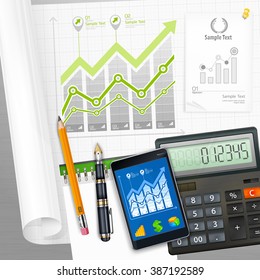 Tools for business & infographic elements, vector illustration