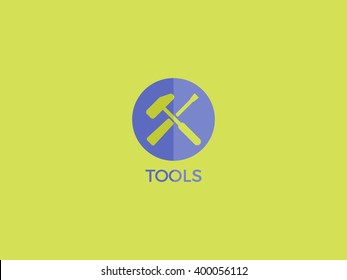 Tools button icon with circle vector logo.