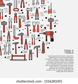 Tools card concept. Vector repairing illustration in flat style for design and web.