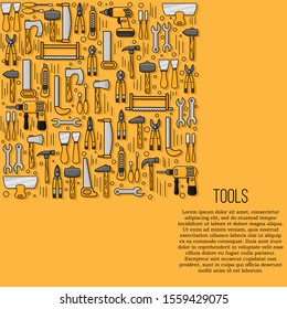 Tools card concept. Vector repairing illustration in flat style for design and web.