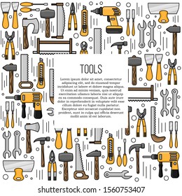 Tools card concept. Vector repairing illustration in flat style for design and web.