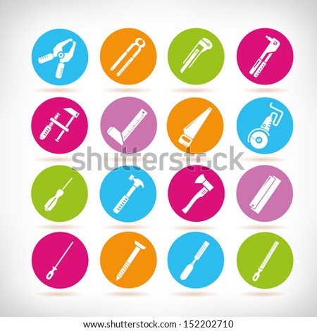 tools, carpenter tools icon, round button set