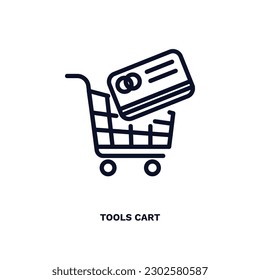 tools cart icon. Thin line tools cart icon from commerce and marketing collection. Outline vector isolated on white background. Editable tools cart symbol can be used web and mobile