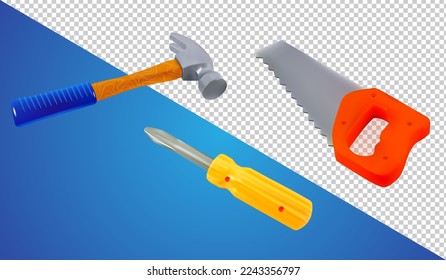 tools cartoon illustration 3d based vector