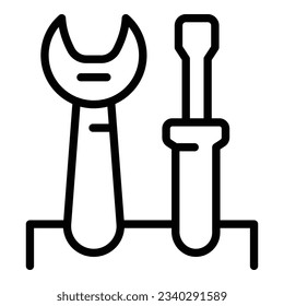 Tools Chat-Unterstützung Symbol-Umriss-Vektorgrafik. Anrufdienst. Hilfe im Zentrum