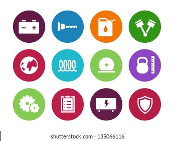 Tools circle icons on white background. Vector illustration.