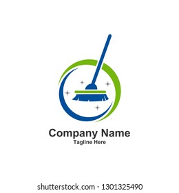 Tools Cleaning Broom Logo Vector