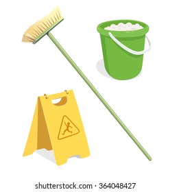 Tools for cleaning. vector illustration. Isolated on white background. Transparent objects used for lights and shadows drawing.