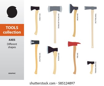 TOOLS COLLECTION. Set of different shape of axes