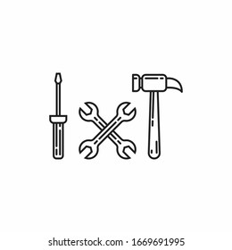 Tools compilation icon line art simple vector