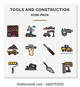Tools and Construction line icons set vector illustration