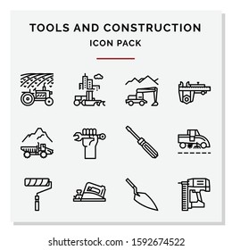 Tools and Construction Out line icons set vector illustration