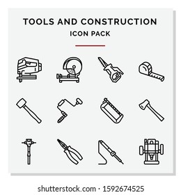 Tools and Construction Out line icons set vector illustration