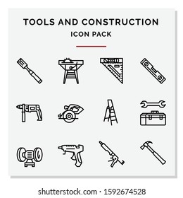 Tools and Construction Out line icons set vector illustration