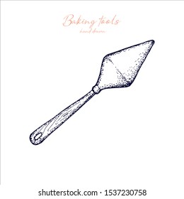 Bakiтg tools .Cooking utensils .Vector hand drawn set with bakery pans. Vintage illustration. Retro collection. Bakery supplies isolated on white background.