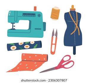 Tools For Crafting Accessories and Sewing Dress, Includes Wire Cutters, Scissors, Thread, Dummy, Sewing Machine