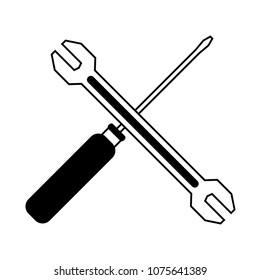 Tools crossed symbol on black and white