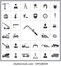 tools for cutting metal and heating products. Construction icons universal set for web and mobile