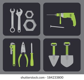 Tools design over black background, vector illustration