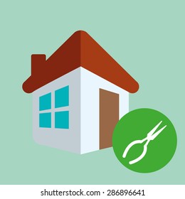 Tools design over green background, vector illustration