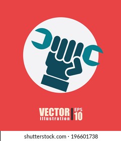 Tools design over red background, vector illustration