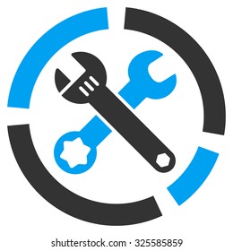 Tools Diagram vector icon. Style is bicolor flat symbol, blue and gray colors, rounded angles, white background.