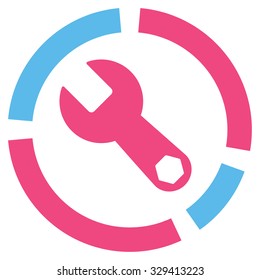 Tools Diagram vector icon. Style is bicolor flat symbol, pink and blue colors, rounded angles, white background.