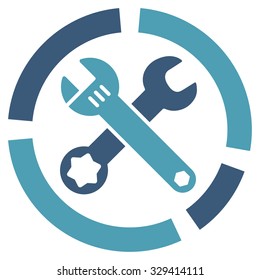 Tools Diagram vector icon. Style is bicolor flat symbol, cyan and blue colors, rounded angles, white background.