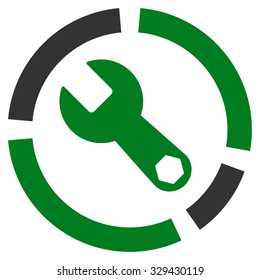 Tools Diagram vector icon. Style is bicolor flat symbol, green and gray colors, rounded angles, white background.