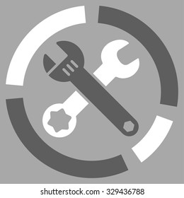 Tools Diagram vector icon. Style is bicolor flat symbol, dark gray and white colors, rounded angles, silver background.