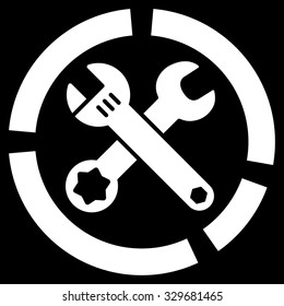 Tools Diagram vector icon. Style is flat symbol, white color, rounded angles, black background.