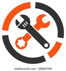 Tools Diagram vector icon. Style is bicolor flat symbol, orange and gray colors, rounded angles, white background.