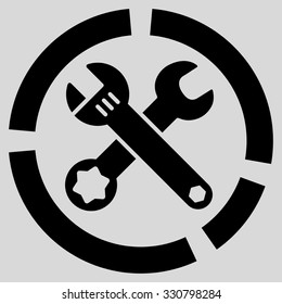 Tools Diagram vector icon. Style is flat symbol, black color, rounded angles, light gray background.