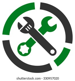 Tools Diagram vector icon. Style is bicolor flat symbol, green and gray colors, rounded angles, white background.