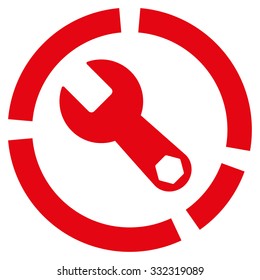 Tools Diagram vector icon. Style is flat symbol, red color, rounded angles, white background.