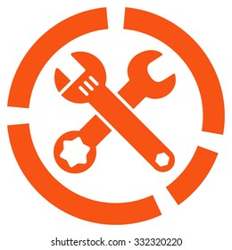 Tools Diagram vector icon. Style is flat symbol, orange color, rounded angles, white background.