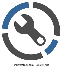 Tools Diagram vector icon. Style is bicolor flat symbol, cobalt and gray colors, rounded angles, white background.