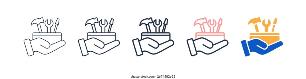 Tools verschiedenen Stil Symbole setzen Vektorgrafik.