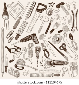 tools doodles - vector set