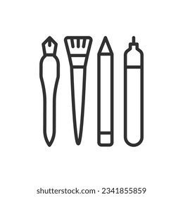 Tools for drawing, linear icon. Line with editable stroke