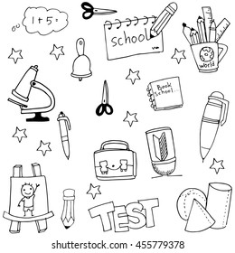Tools education in doodle vector art illustration