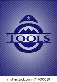 Tools emblem with denim texture