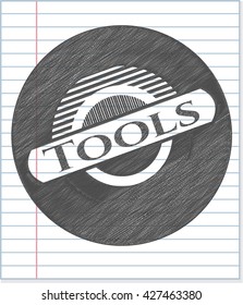 Tools emblem with pencil effect