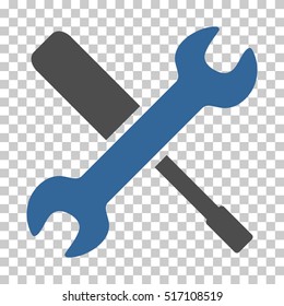 Tools EPS vector icon. Illustration style is flat iconic bicolor cobalt and gray symbol.