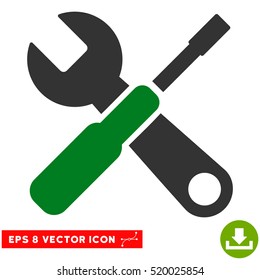 Tools EPS vector icon. Illustration style is flat iconic bicolor green and gray symbol on white background.